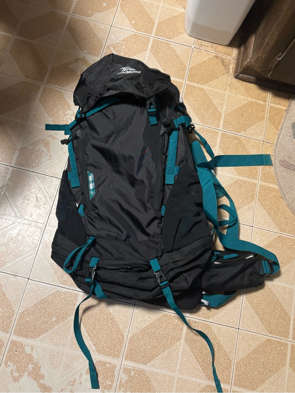 High Sierra Black and Teal Outdoor Backpack